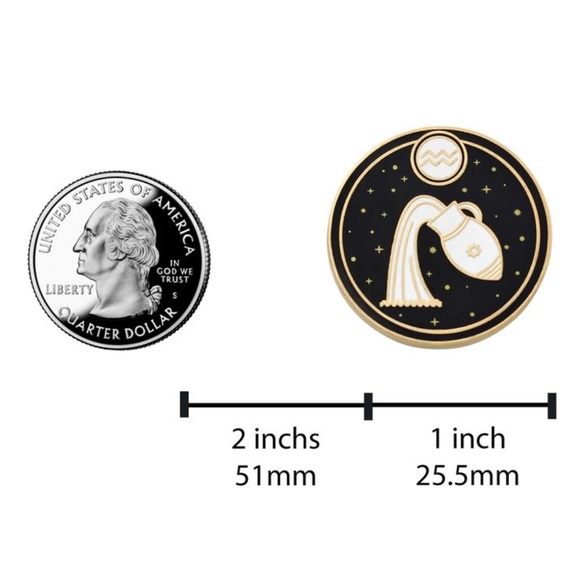 Aquarius Astrological Sign Pin - Star Sign / Astrology Enamel Pins for Birth - Picture 2 of 3